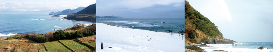 Three photographs of the Tango Peninsular. 丹後半島の風景写真３枚