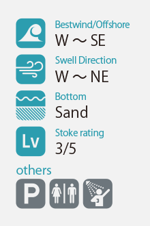 Bestwind/Offshore W-SE | Swell Direction W-NE | Bottom Sand | Stoke rating 3/5 | Others Parking Toilet Shower